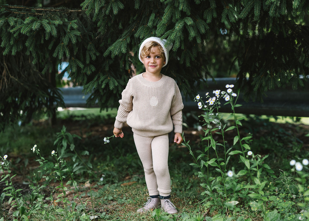 Analogie Chunky Crest Knit Sweater - Oatmeal