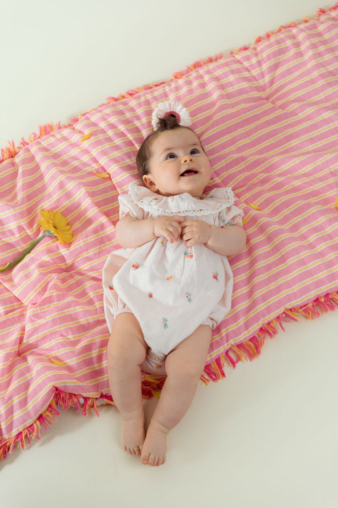 Louise Misha Yolia Romper - Pink Bouquet Stripes