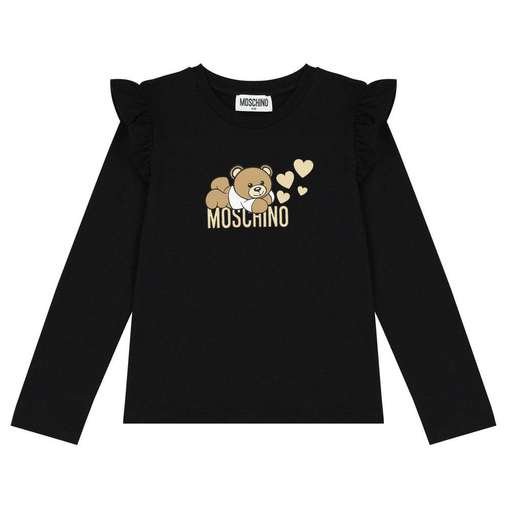 Moschino Ruffled Tee with Heart Bear