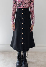 Steph the Label Denim Button Skirt - Black