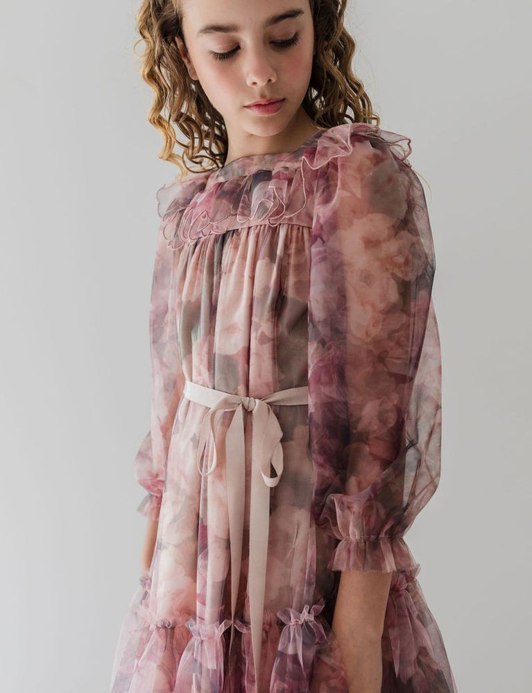 Petite Amalie Photo Rose Printed Tulle Dress