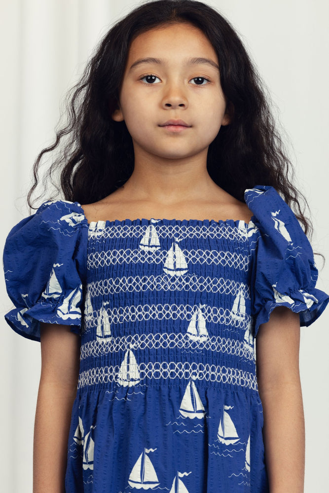 Mini Rodini Sailing Boats Woven Smock Dress