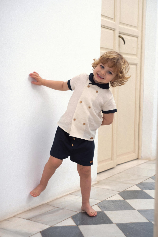 Popelin Linen Shorts - Navy