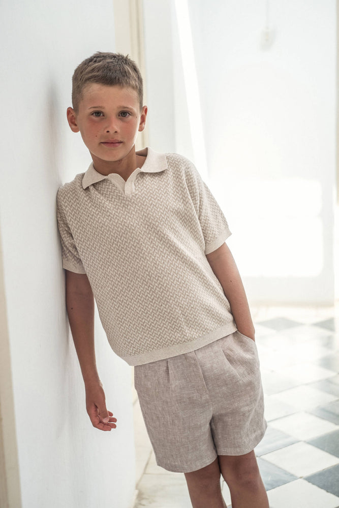 Popelin Linen Bermuda Shorts - Sand