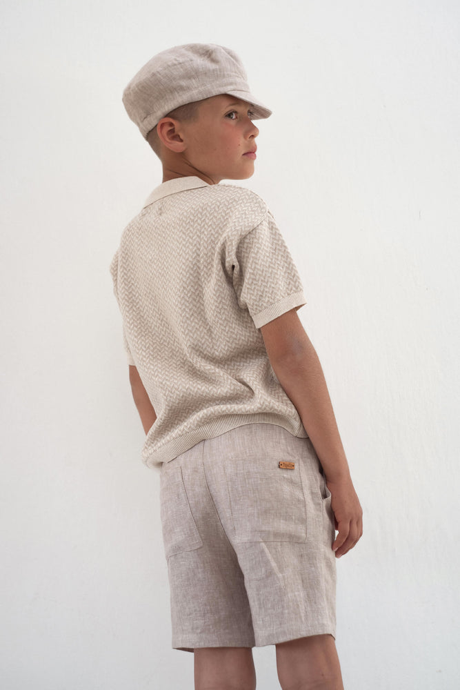 Popelin Linen Bermuda Shorts - Sand
