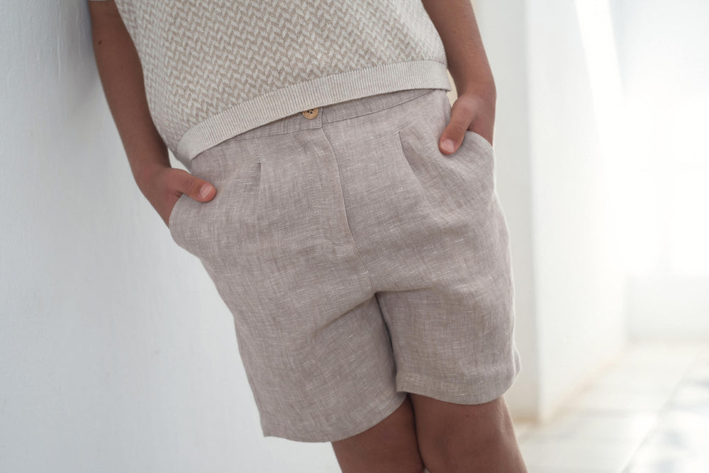 Popelin Linen Bermuda Shorts - Sand