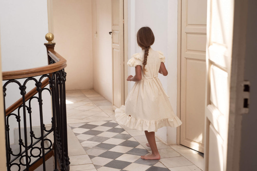 Popelin Frill Dress - Off White