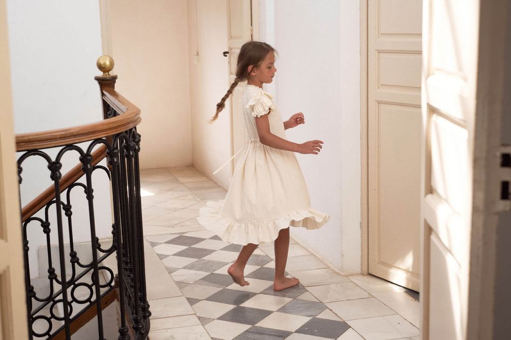 Popelin Frill Dress - Off White