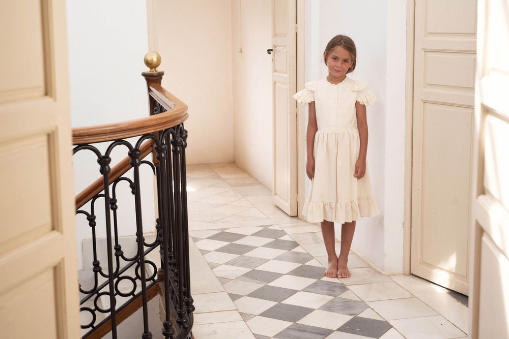 Popelin Frill Dress - Off White