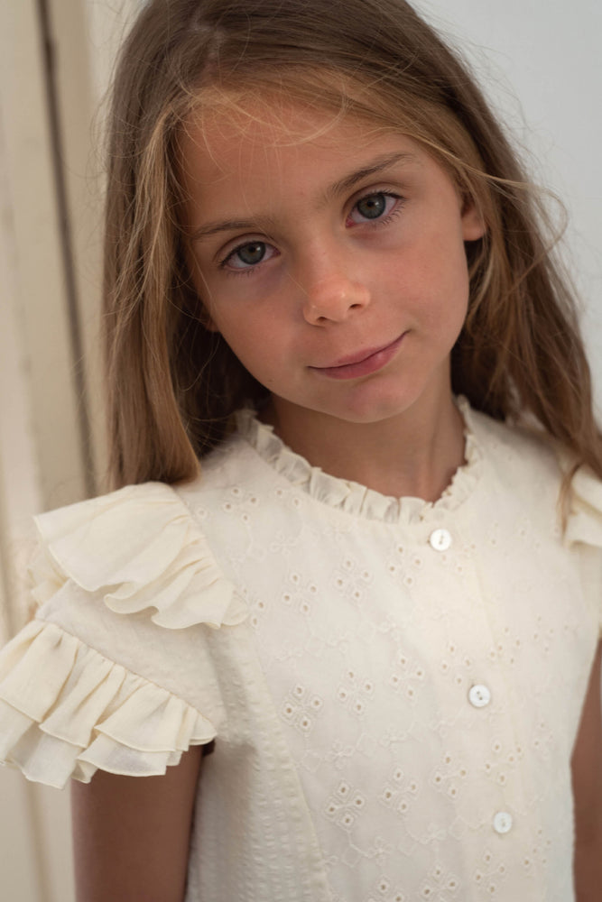 Popelin Frill Dress - Off White