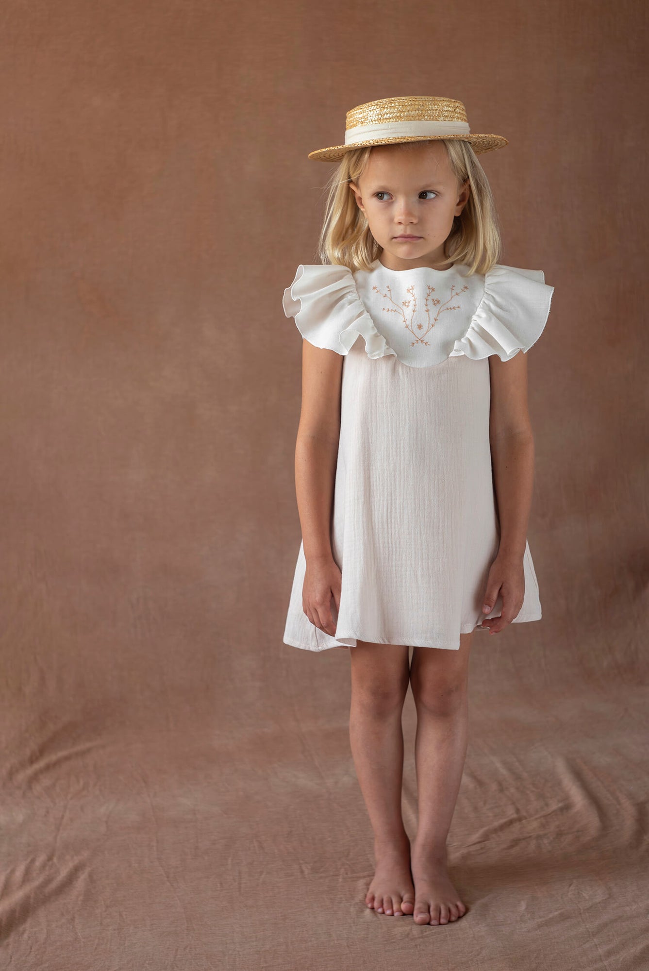 Popelin Embroidered Yoke Dress - Dusty Pink The Shoppe Miami Popelin Embroidered Yoke Dress - Dusty Pink The Shoppe Miami