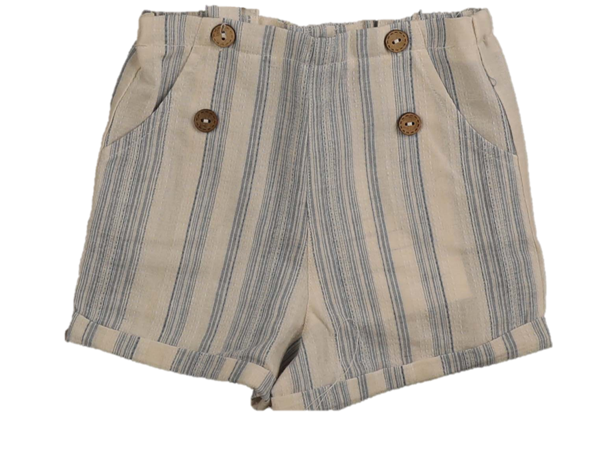 Noma Button Detail Striped Shorts - Light Blue