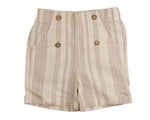 Noma Button Detail Striped Shorts - Beige