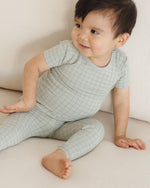 Quincy Mae Bamboo Short Sleeve Pajamas - Sage Grid