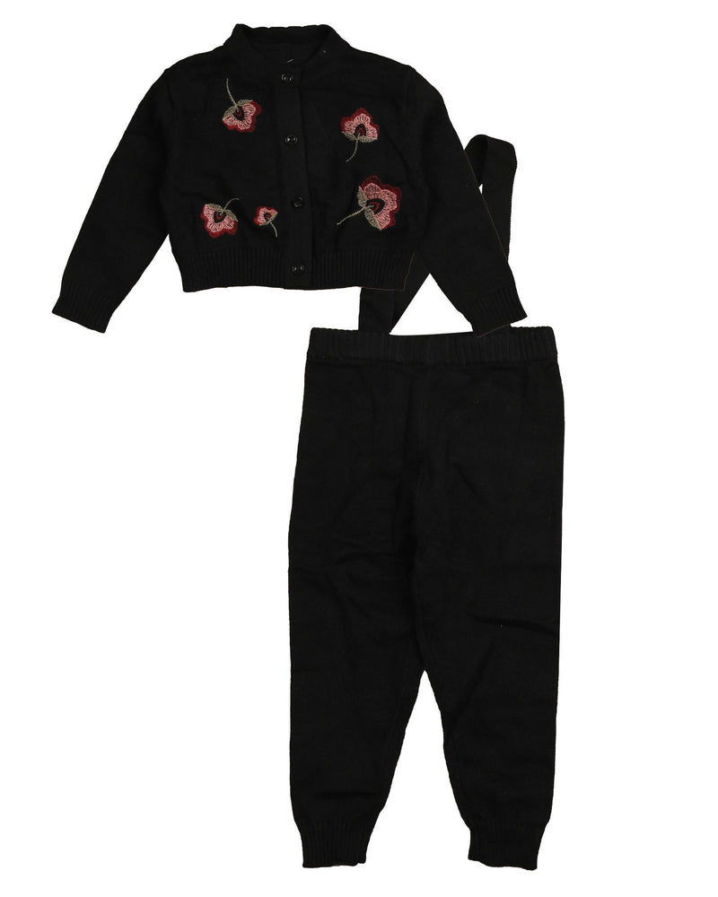 Noma Embroidered Flower Baby Set - Black