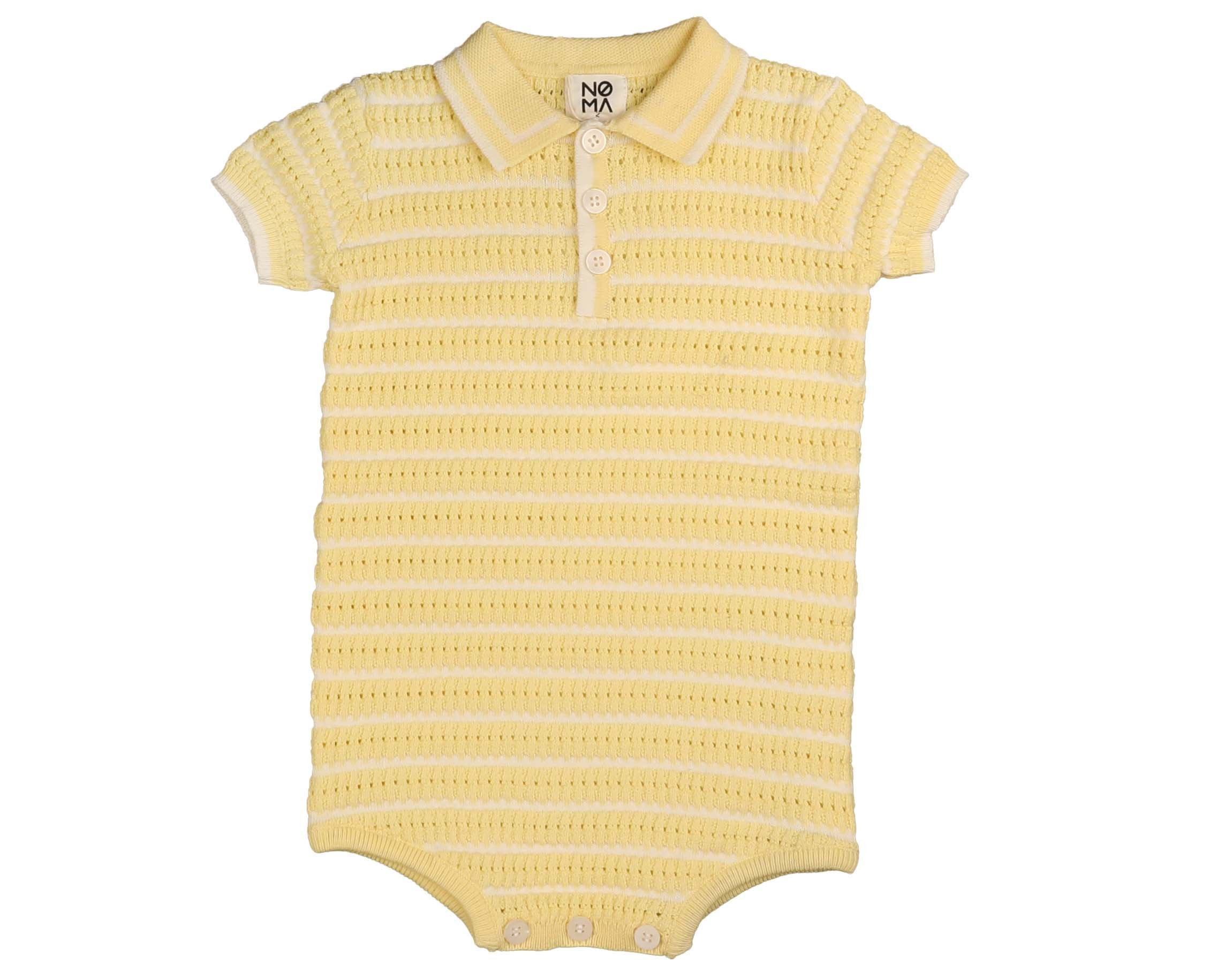 Noma Striped Knit Romper - Banana – The Shoppe Miami