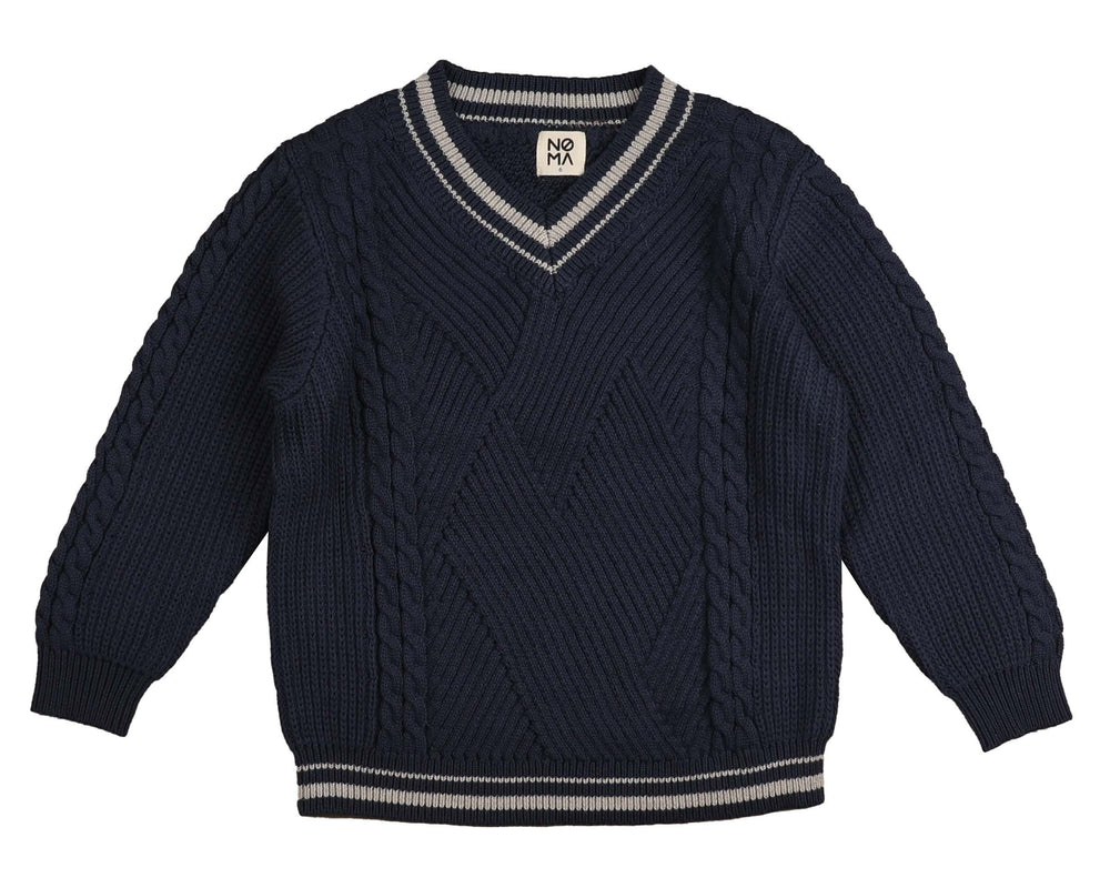 Noma Intricate V-neck Sweater - Blue