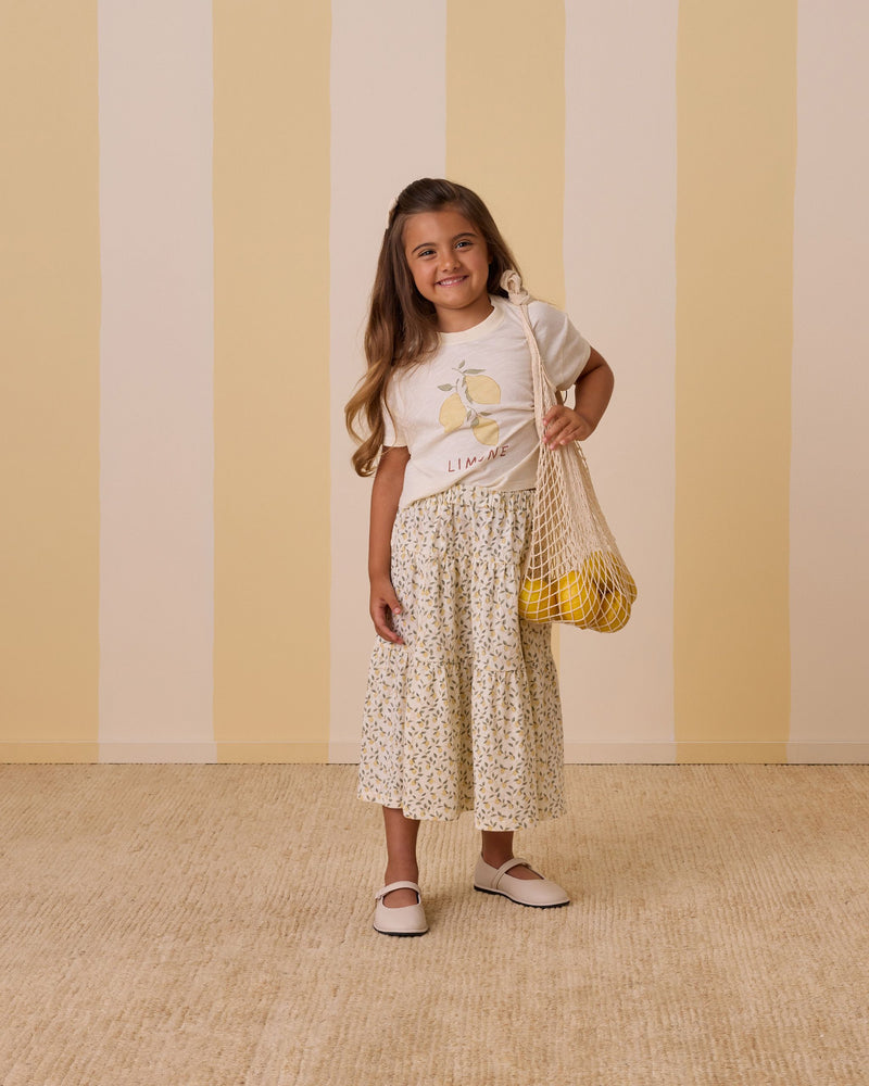 Rylee + Cru Tiered Midi Skirt - Lemons