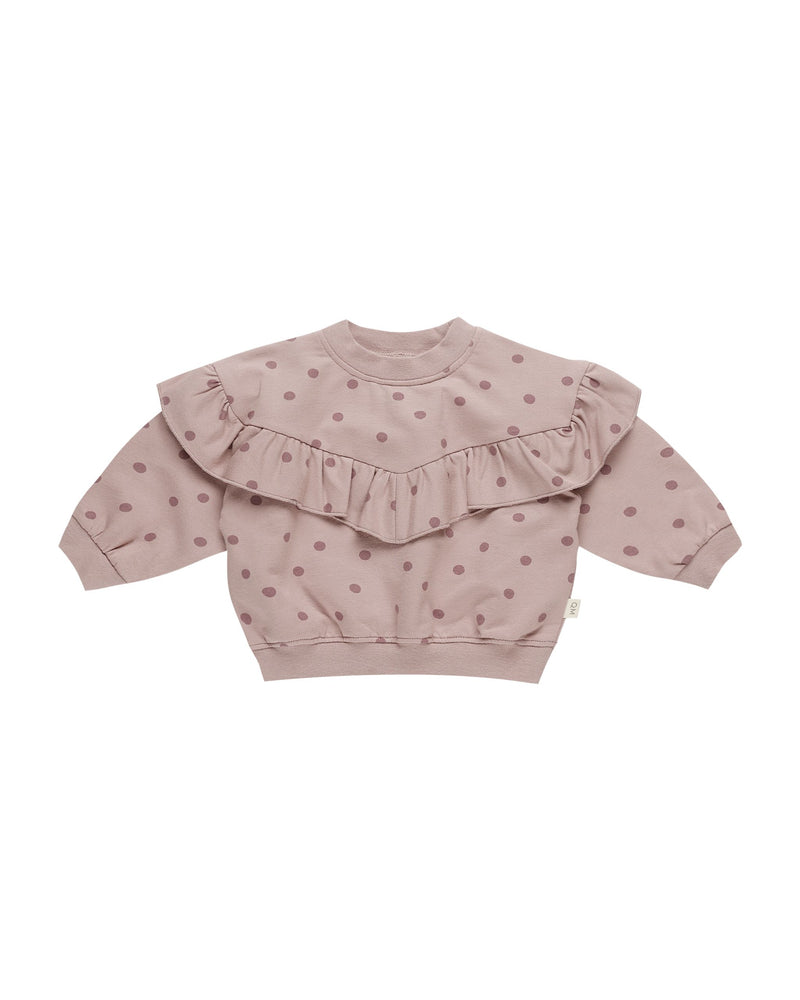 Quincy Mae Ruffle Sweat Set - Polka Dots