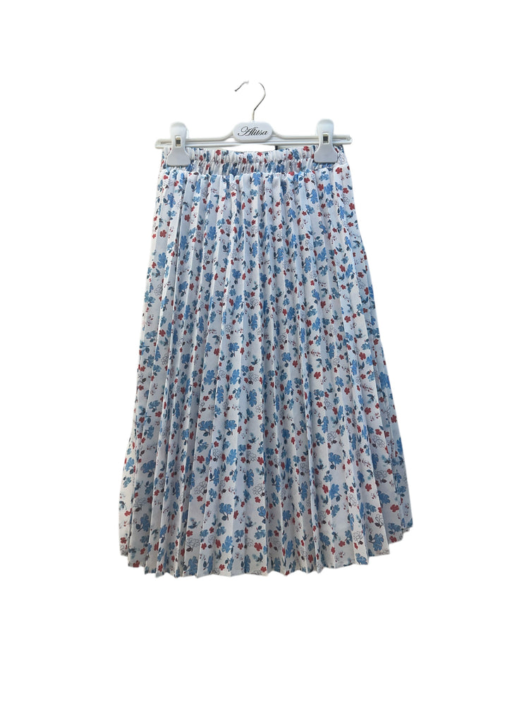 Alitsa Pleated Skirt - Blue Floral