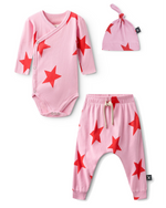 Nununu Star Baby Set with Hat - Super Pink