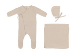 Lilette Knit Wrap Pointelle Gift Set - Tan