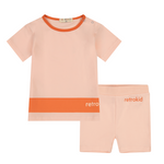 Retro Kid Play Baby Shorts Set - Pink Coral