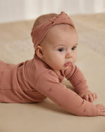 Quincy Mae Ribbed Baby Jumpsuit & Knotted Headband Set - Bows