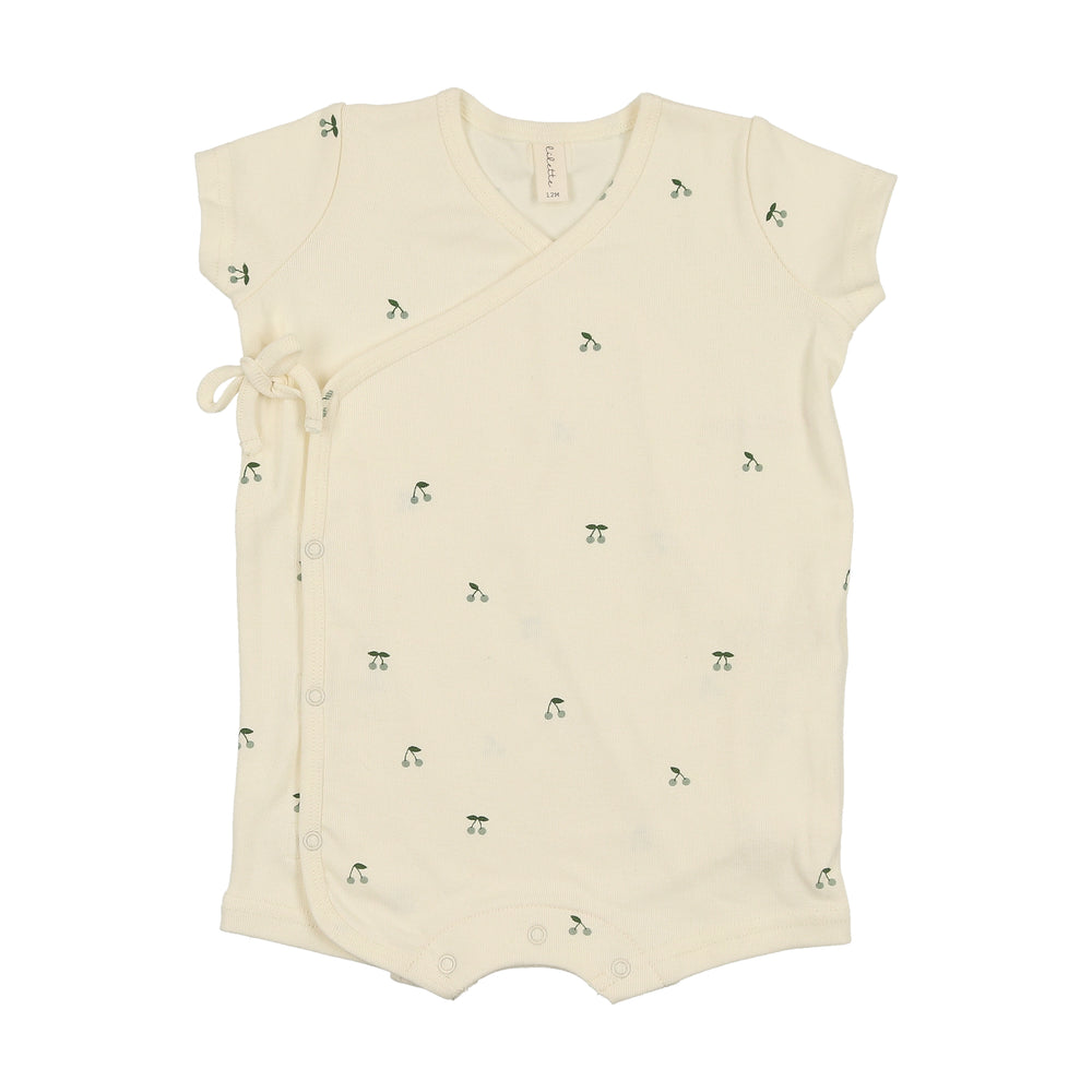 Lilette Scattered Cherry Romper - Ivory/Mint