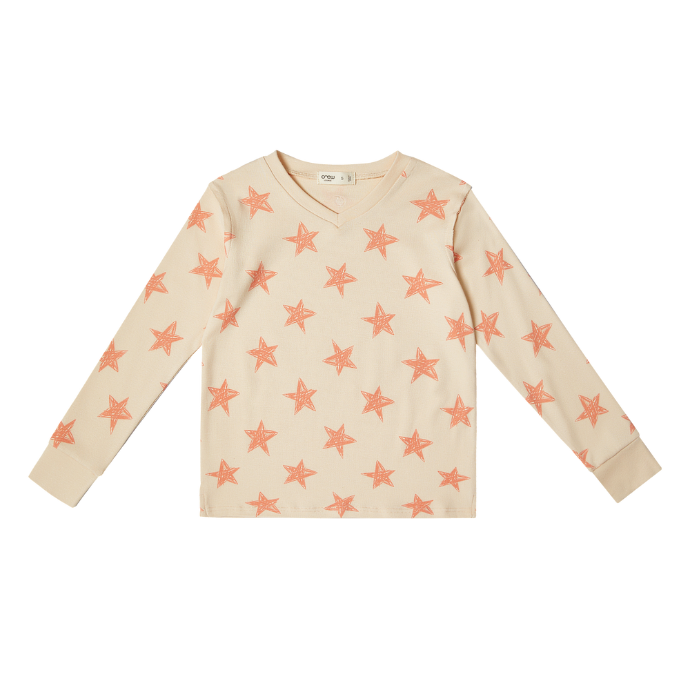 Crew Kids Star Pajamas - Grapefruit