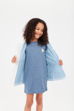 Crew Kids Palm Quilted Cotton Dress - Blue