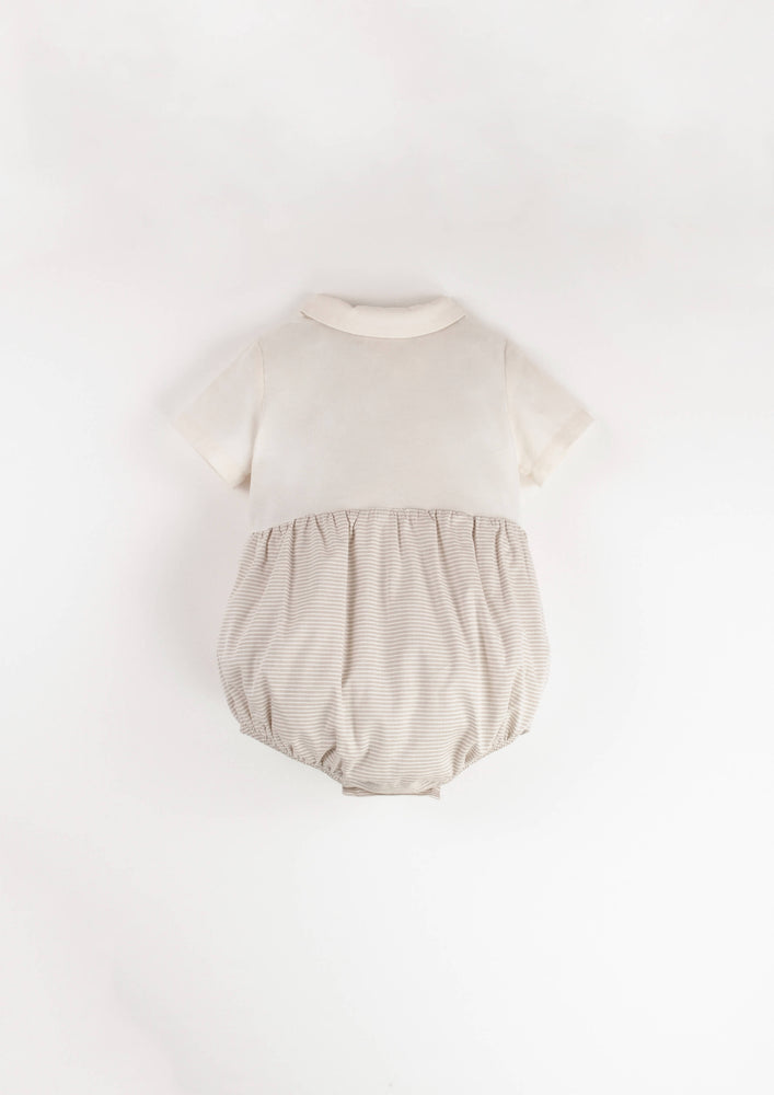 Popelin Contrast Romper Suit - Off White