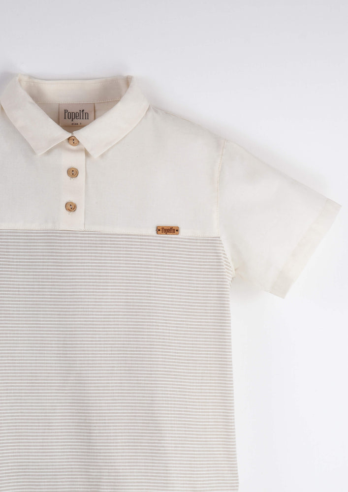 Popelin Contrast Shirt - Sand Stripe