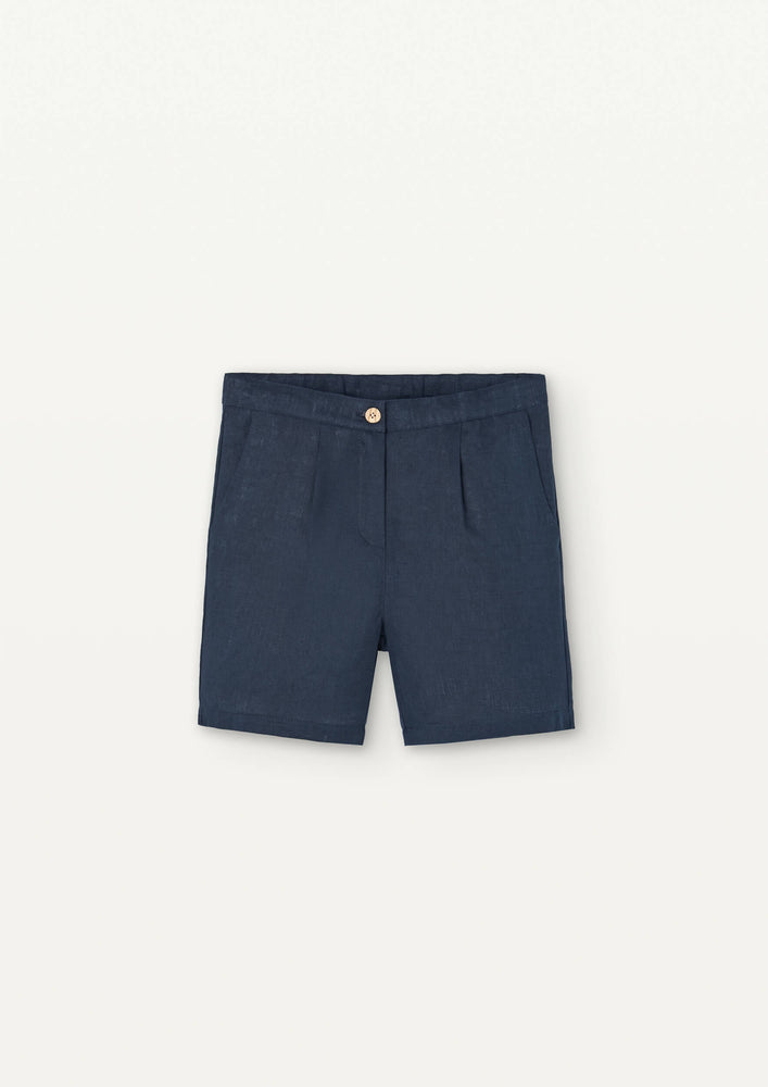 Popelin Linen Bermuda Shorts - Navy