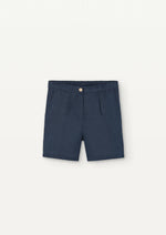 Popelin Linen Bermuda Shorts - Navy