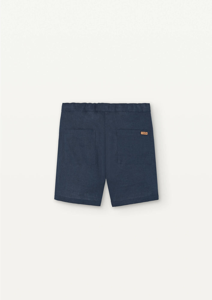 Popelin Linen Bermuda Shorts - Navy