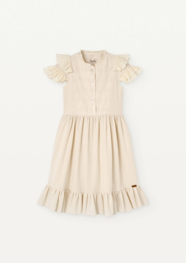 Popelin Frill Dress - Off White