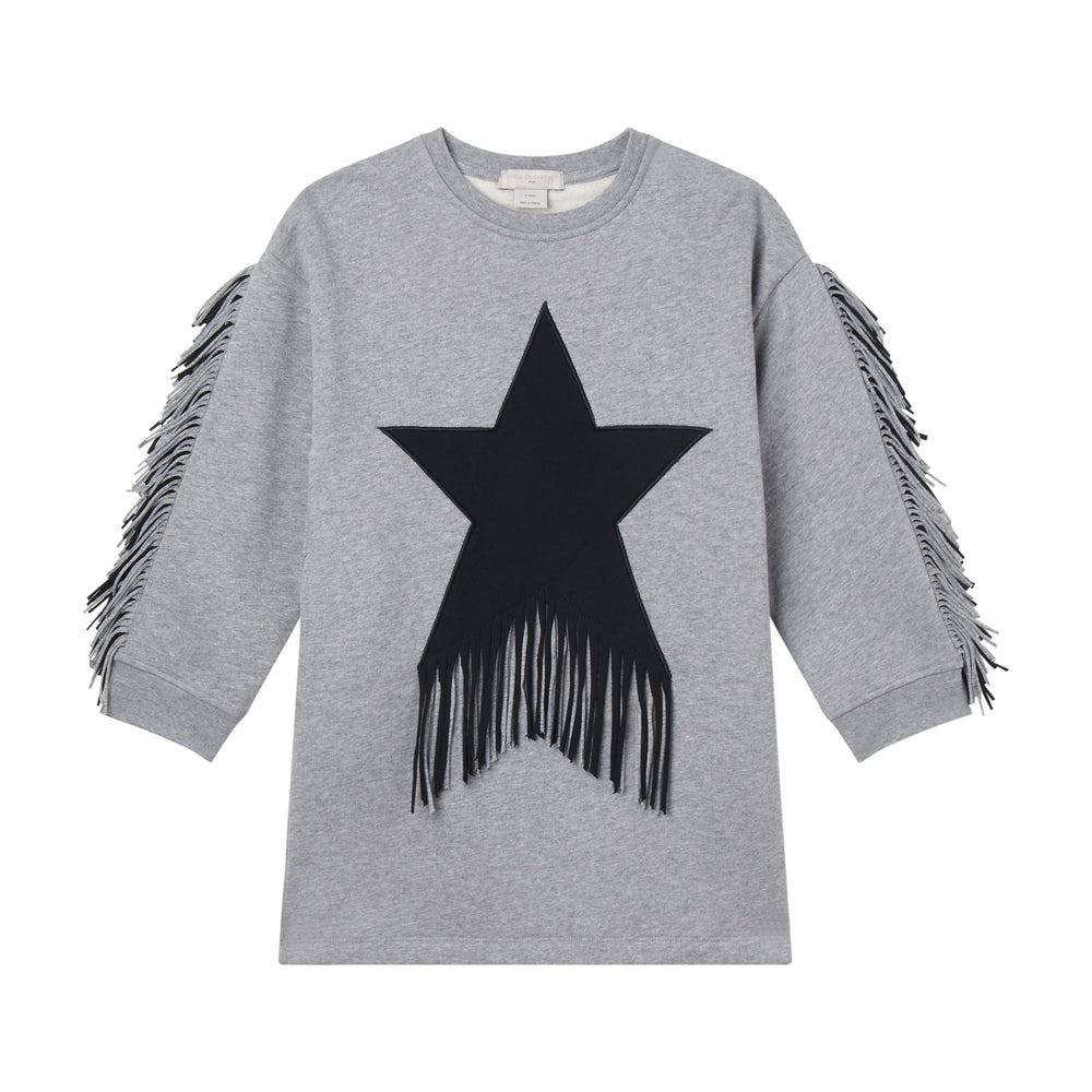 Stella Mccartney Fleece Dress with Fringe Star - Grey