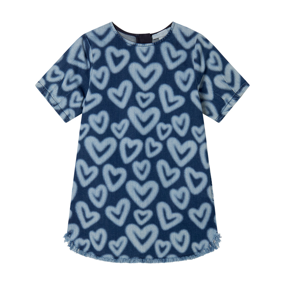 Stella Mccartney Spray Bleached Denim Hearts Dress – The