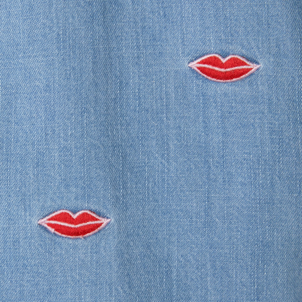 Stella Mccartney Denim Dress - Embroidered Lips