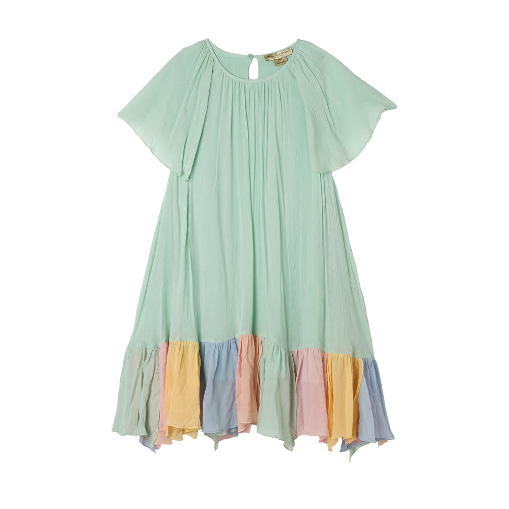 STELLA MCCARTNEY KIDS Girls Pastel Green Dress with Rainbow Hem