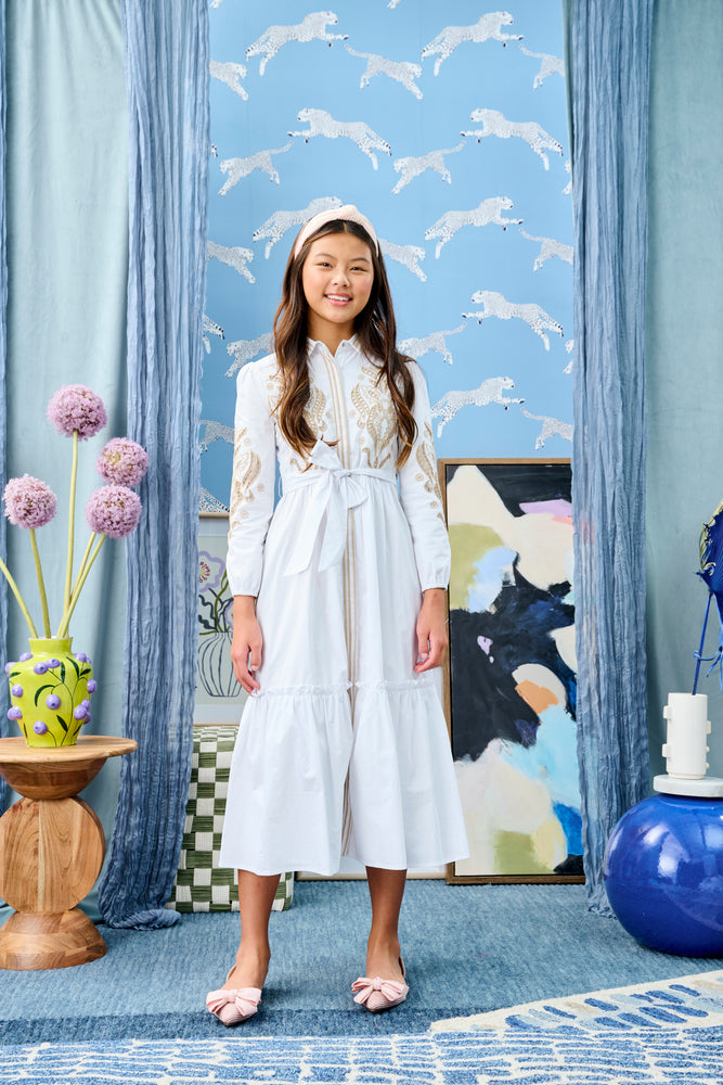 Laurent Teen Embroidered Eyelet Dress