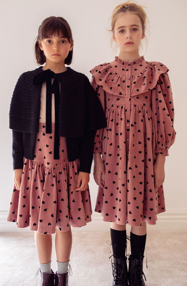 Steph the Label Flocked Heart Cord Skirt