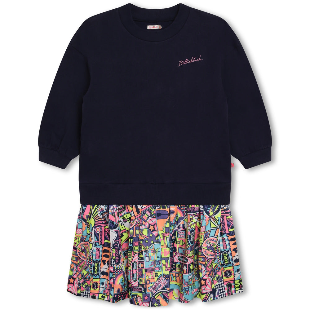 Billieblush Sweater Dress with Print Skirt