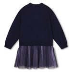 Billieblush Sweater Pleated Sequin Dress - Navy