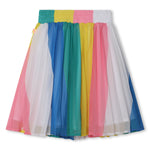 Billieblush Pleated Crepe Skirt with Rainbow Stripes
