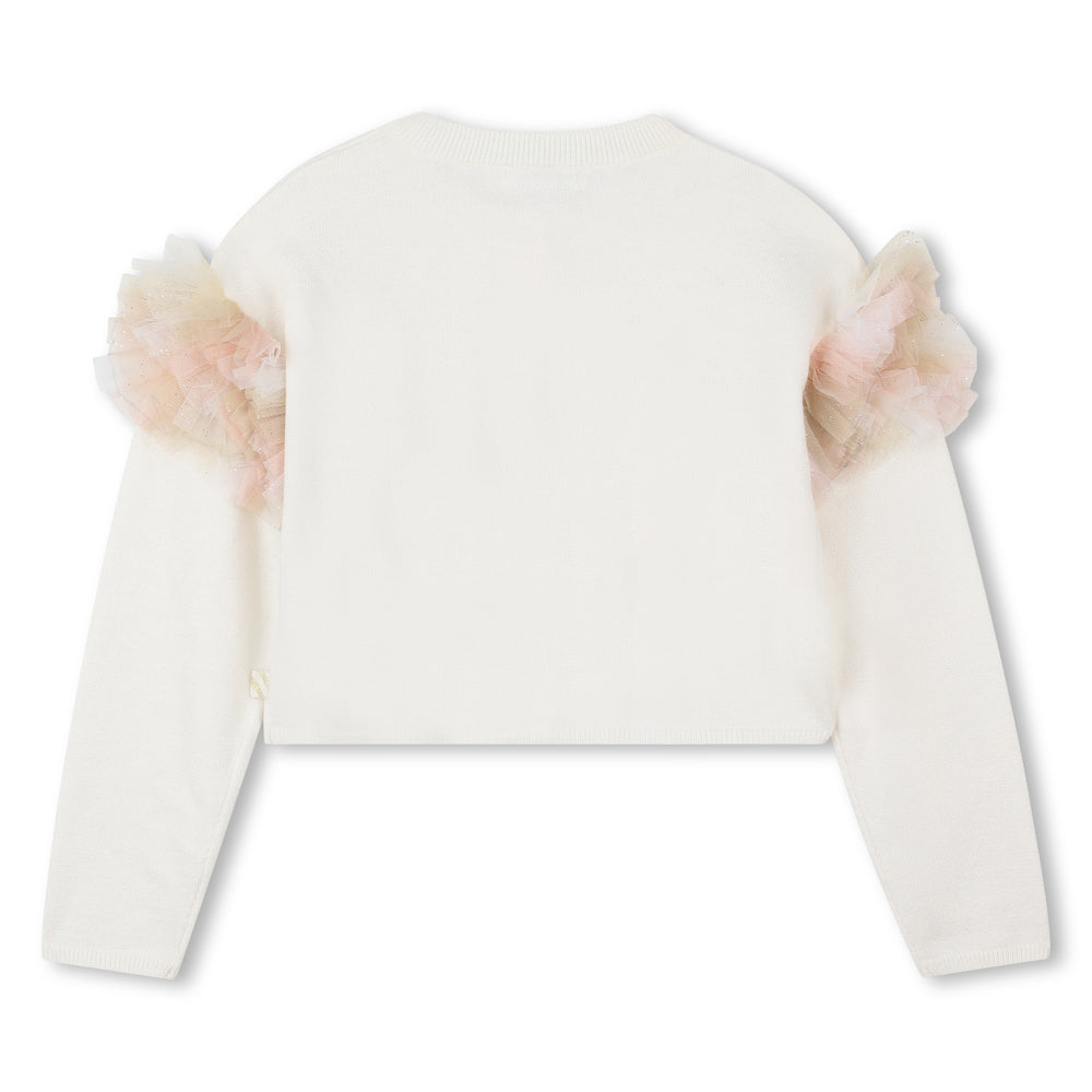 Billieblush Ruffle Shoulder Knitted Cardigan - Ivory