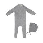 Lilette Vintage Knit Footie & Bonnet Set - Blue