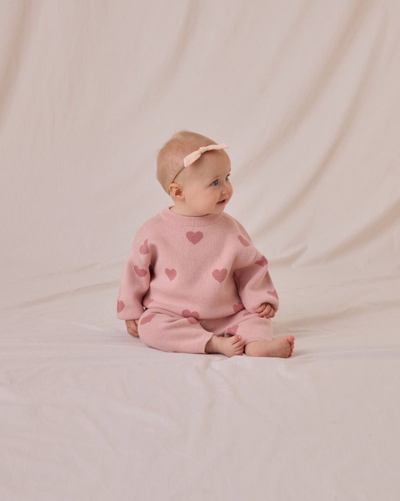 Quincy Mae Knit Heart Set - Bubblegum