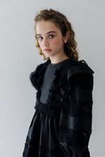 Petite Amalie Poplin Lace Ruffle Dress - Black
